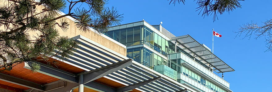 View of south side of City Hall tower in winter